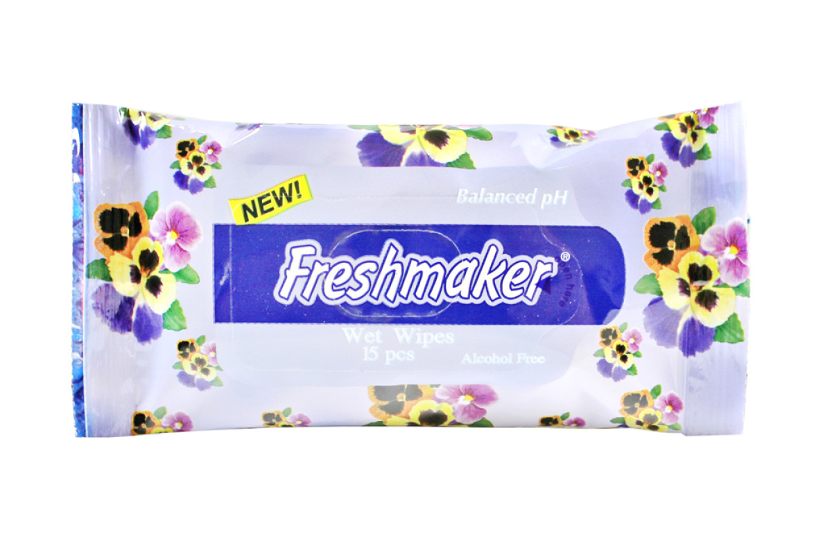 Влажные салфетки, Freshmaker, 15 шт, (flowers) (36)