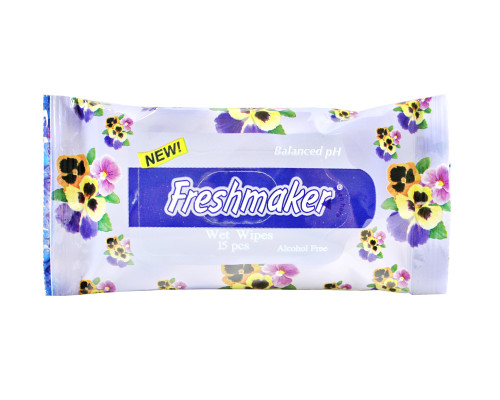Влажные салфетки, Freshmaker, 15 шт, (flowers) (36)