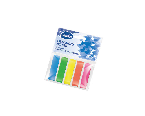 62466 Hirtie notite Index color Neon 12x44mm plastic 5culx25file FOROFIS 91036