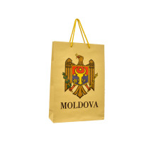 Пакет подарочный, крафт "Герб Молдовы" 360*250*90 (20)