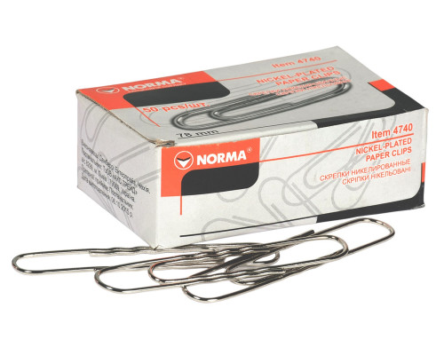 Скрепки 78мм. 50шт. Norma 4740 (10/100) Скрепки 78мм. 50шт. Norma 4740 (10/100)