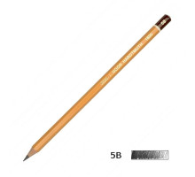 Creion grafit, 2.0mm, 5B, fara radiera, hexagonal, galben, Koh-i-Noor 1500