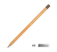 Creion grafit, 2.0mm, 6B, fara radiera, hexagonal, galben, Koh-i-Noor 1500