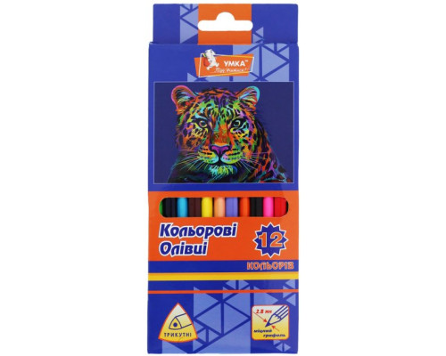Карандаши цветные, треугольные 12 цв.,"Фауна", ЦК42-21, УМКА (12/240)