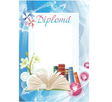 Diploma absolvent de gimnaziu cu carti si flori N-011 (rom)