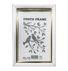 Фоторамка A6 10*15 c ножкой-подставкой белая с золотом 15-01-01 CM*9419