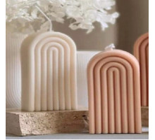 Lumanare parfumată Semisferă cu dungi 14х8х4cm (diverse culori și arome) SA24