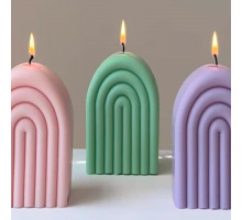 Lumanare parfumată Semisferă cu dungi 12.5х14х8cm (diverse culori și arome) SA25