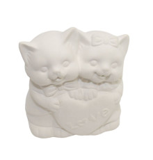 Pusculita din gips "Pereche de pisici cu inima"