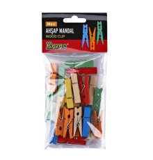 Набор прищепок деревянных, цветные 35мм. 20шт.. BR-904 (50/200)