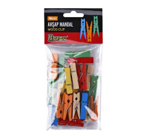 Набор прищепок деревянных, цветные 35мм. 20шт.. BR-904 (50/200)