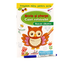 Scrie si sterge. Caiet refolosibil+marcher. Animale salbatice. N*4377