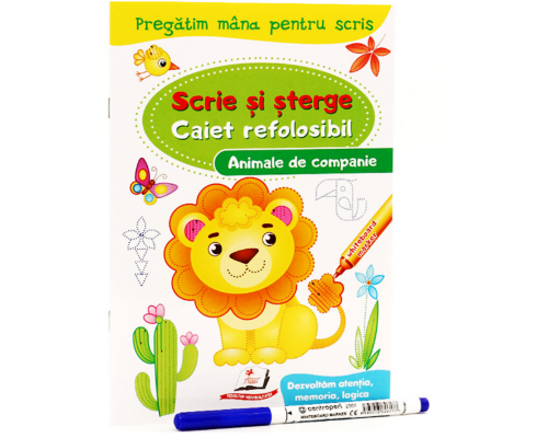 Scrie si sterge. Caiet refolosibil+marcher. Animale de companie. N*4421