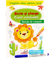 Scrie si sterge. Caiet refolosibil+marcher. Animale de companie. N*4421