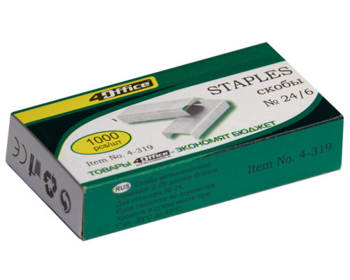 Скобы д-степлера 24/6 1000шт. 4-319.4OFFICE (10/500)