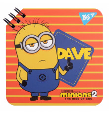 Блокнот 110х110мм, 80л., cпираль, "Minions Dave" YES 151753 (30/60)