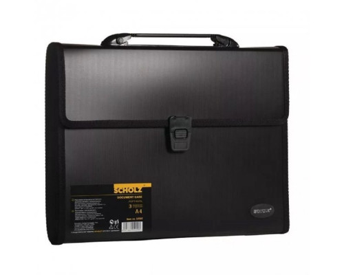 Портфель A4 3 отделения черный Scholz 10502 (10)