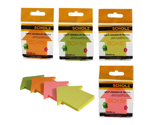 Бумага для заметок с липким слоем "Стрелка" 73x67mm цв. в асс. 50л. 8073 SOZ (6/48)