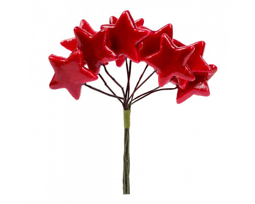 Звездочка декоративная 37мм, 9шт, красная, глянец, YES 974152 (96)