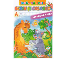 Invat sa scriu A4-Scriu si colorez-Litere de TIPAR N*8019