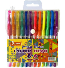 Set pixuri gel, 6+6cul., Glitter+Neon, cutie PVC, ГР46, УМКА (1/12/144)