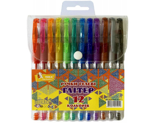 Set pixuri gel, 12cul., Glitter, cutie PVC, ГР47, УМКА (12/72)