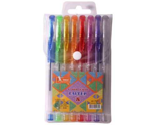 Set pixuri gel, 8cul., Glitter, cutie PVC, ГР45, УМКА (1/12/96)