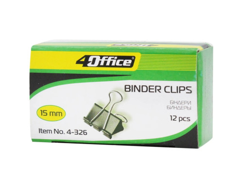 Зажимы металлические 15 mm, 12шт. 4-326. 4OFFICE (12)