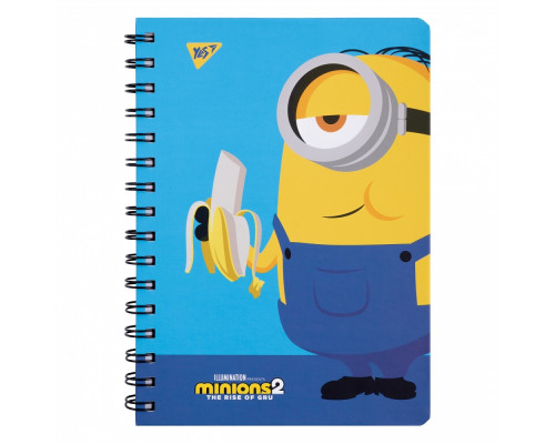 Блокнот A5, 80л., линия, cпираль с резинкой, "Minions Banana" YES 151774 (10/20)