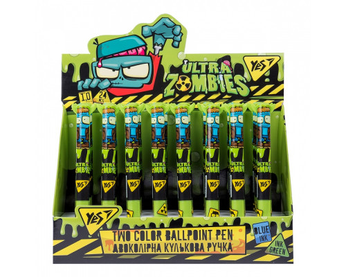 Ручка шариковая "Zombie", 1,0мм, 2цвета (синяя/зелен.) YES 412053 (24/120) Ручка шариковая "Zombie", 1,0мм, 2цвета (синяя/зелен.) YES 412053 (24/120)