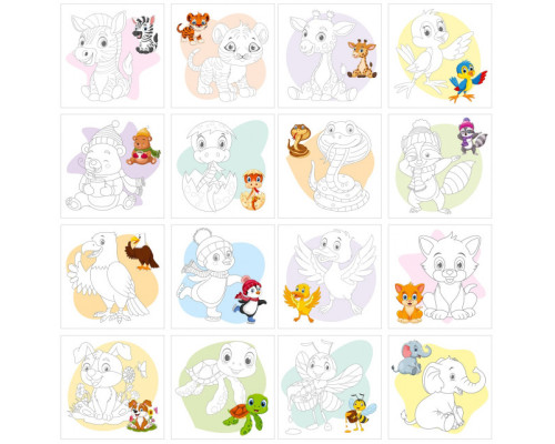 Раскраска 200х200мм, 16л, "Funny Animals" 22360 (20) Раскраска 200х200мм, 16л, "Funny Animals" 22360 (20)
