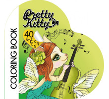 Фигурная раскраска с наклейками, 200х200мм, 4+2л,"Pretty Kitty" 2210 (10)