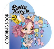 Фигурная раскраска с наклейками, 200х200мм, 4+2л,"Pretty Kitty" 2211 (10)