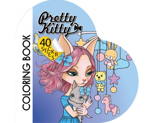 Фигурная раскраска с наклейками, 200х200мм, 4+2л,"Pretty Kitty" 2211 (10)