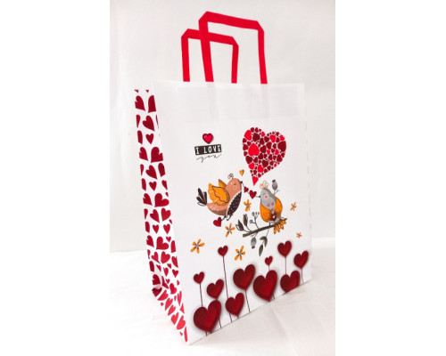 Пакет КРАФТ Белый с рисунком, ручки бум. цветн, 25х15х34,5см, 253415-27 (100)