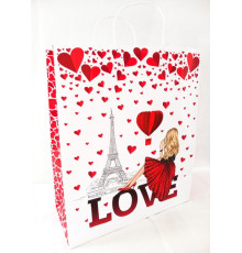 Punga CRAFT alb cu desen, mânere - hârtie colora, 32Х15Х38сm, 323815 -36 (100)