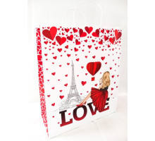 Пакет КРАФТ Белый с рисунком, ручки бум. цветн, 32Х15Х38см, 323815 -36 (100)