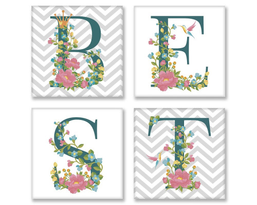 Холсты по номерам 4шт. 18х18 см "BEST" скандинавский стиль CH111