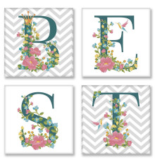 Desen pe panza pe numere 4buc. 18x18 cm "BEST" stil scandinav CH111