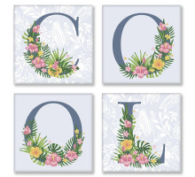 Desen pe panza pe numere 4buc. 18x18 cm "COOL" Provence CH113 Desen pe panza pe numere 4buc. 18x18 cm "COOL" Provence CH113