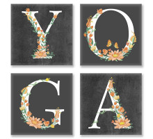 Desen pe panza pe numere 4buc. 18x18 cm "YOGA" loft CH118