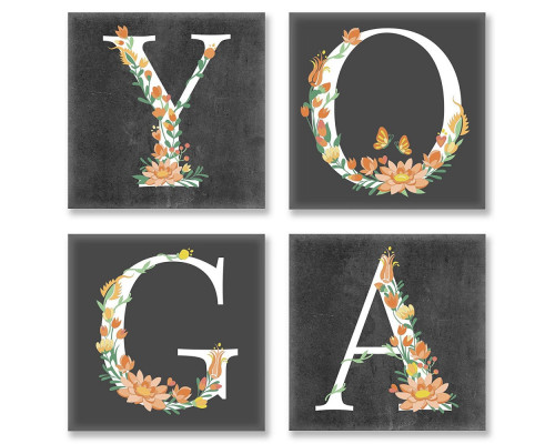 Desen pe panza pe numere 4buc. 18x18 cm "YOGA" loft CH118