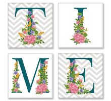 Холсты по номерам 4шт. 18х18 см "TIME" скандинавский стиль CH123