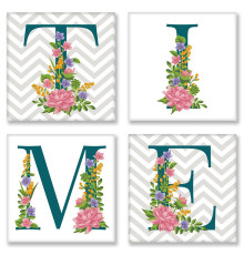 Desen pe panza pe numere 4buc. 18x18 cm "TIME" stil scandinav CH123