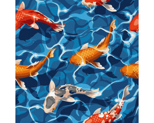 Desen pe panza pe numere 40*40cm "Crapii japonezi" KHO4321 Desen pe panza pe numere 40*40cm "Crapii japonezi" KHO4321