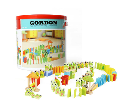 69051 Puzzle din lemn cu domino "Broasca" cu domino 100pcs 69051 Puzzle din lemn cu domino "Broasca" cu domino 100pcs