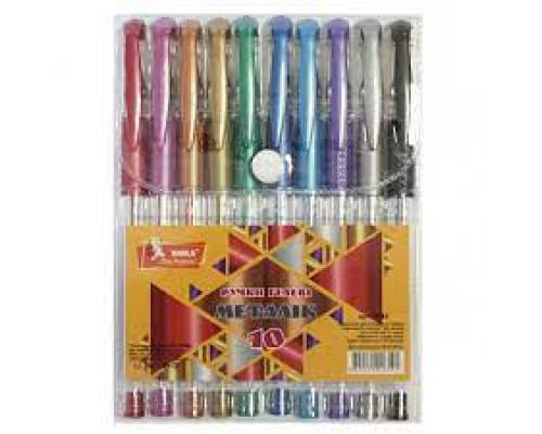 Набор ручек гелевых, 10 цв., Metallic,PVC упаковкa, ГР42, УМКА (1/12/144)