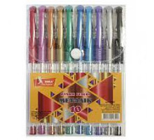 Набор ручек гелевых, 10 цв., Metallic,PVC упаковкa, ГР42, УМКА (1/12/144)