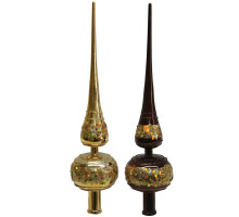 Decoratiune virf de brad pictat 28cm, auriu/ maro 971670