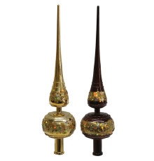 Decoratiune virf de brad pictat 28cm, auriu/ maro 971670